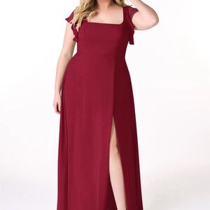 Azazie Burgundy Maxi Dress